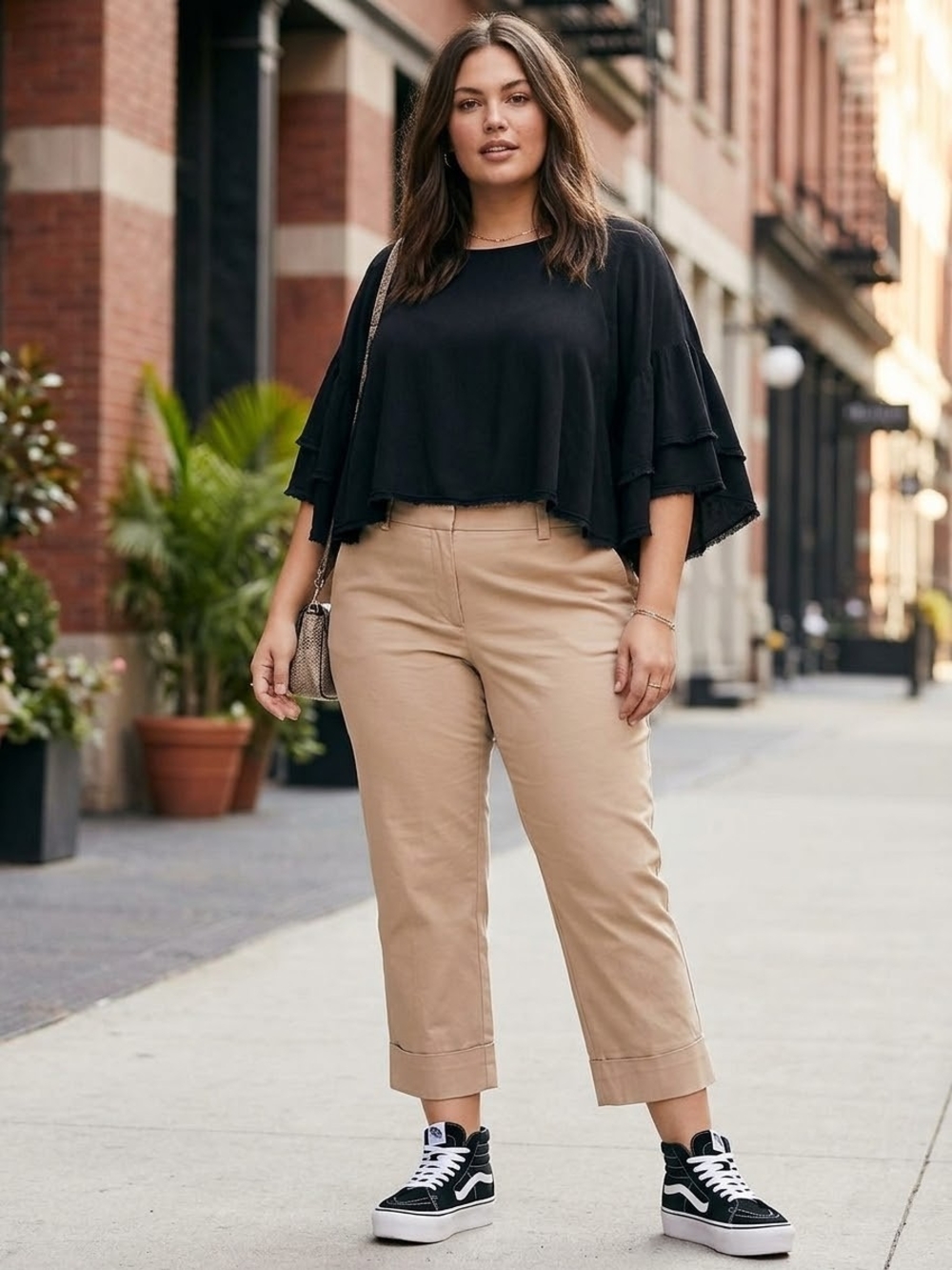 Beige Casual Cropped  Pants
